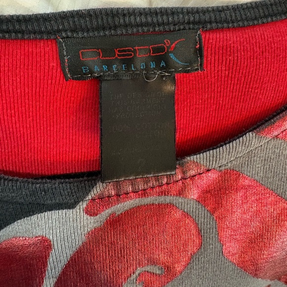 Custo Barcelona Vibrant Red and Black Graphic Long Sleeve Top - Picture 4 of 6